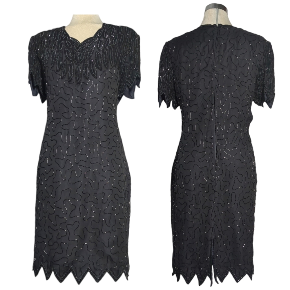 Laurence Kazar New York Vintage Luxury Beaded Dress Size L